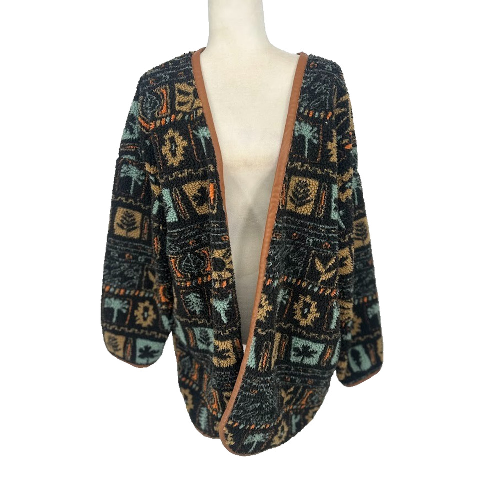 Acoa Sherpa Cardigan Jacket Boho Outdoor Oversized Hiking Women's Size Large